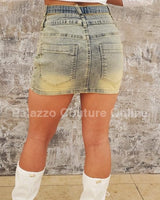 Trendy Denim Mini Skirt - Palazzo Couture Online