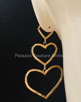 Trilove Earring Hanging Hearts (GOLD) - Palazzo Couture Online