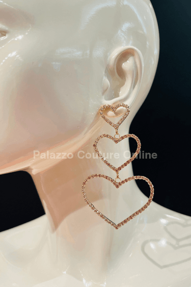 Trilove Earring Hanging Hearts (GOLD) - Palazzo Couture Online