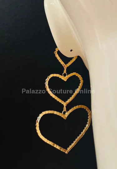 Trilove Earring Hanging Hearts (GOLD) - stylish accessory for every outfit