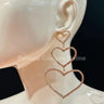 Trilove Earring Hanging Hearts (GOLD) for women - fashion jewelry by Palazzo Couture