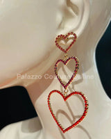 Trilove Earring Hanging Hearts (RED) - Palazzo Couture Online