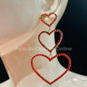Trilove Earring Hanging Hearts (RED) for women - fashion jewelry by Palazzo Couture