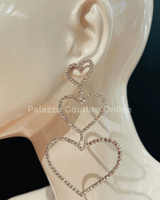 Trilove Earring Hanging Hearts (Silver) - Palazzo Couture Online