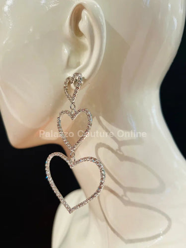 Trilove Earring Hanging Hearts (Silver) - Palazzo Couture Online