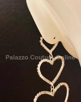 Trilove Earring Hanging Hearts (Silver) - Palazzo Couture Online