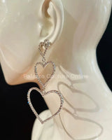 Trilove Earring Hanging Hearts (Silver) - women's statement jewelry
