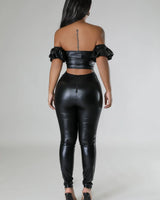 Trips To Jupiter Legging Set (Black) showing coordinated top and pants construction