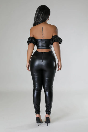 Trips To Jupiter Legging Set (Black) showing coordinated top and pants construction