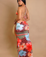 Tropic Wild 3 - Piece Bikini & Skirt Set - Blue Multi Print - Palazzo Couture Online