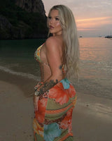 Tropic Wild 3 - Piece Bikini & Skirt Set - Blue Multi Print - Palazzo Couture Online