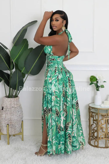 Tropical Allure Cutout Summer Maxi Dress - Palazzo Couture Online