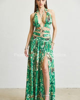 Tropical Allure Cutout Summer Maxi Dress - Palazzo Couture Online