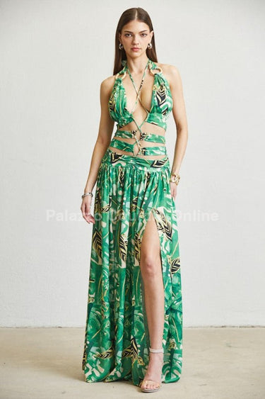 Tropical Allure Cutout Summer Maxi Dress - Palazzo Couture Online