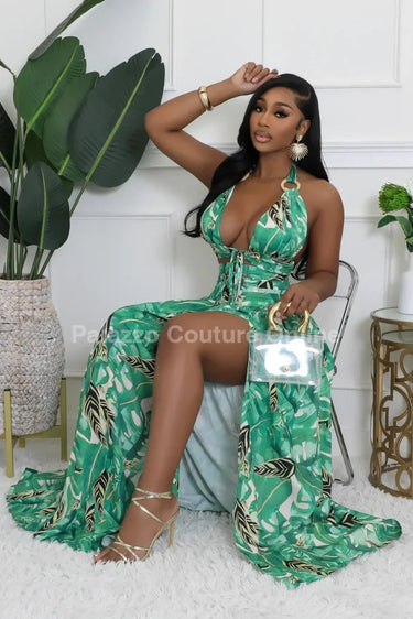 Tropical Allure Cutout Summer Maxi Dress - Palazzo Couture Online