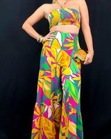Tropical Bliss Printed Linen Two Piece Pant Set - Palazzo Couture Online