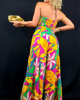 Tropical Bliss Printed Linen Two Piece Pant Set - Palazzo Couture Online