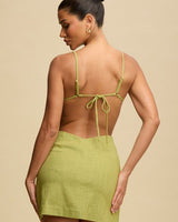 Tropical Bloom Cut - Out Mini Dress - Olive - Palazzo Couture Online
