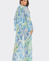 Tropical Breeze 3 - Piece Bikini and Duster Set (Blue) - Palazzo Couture Online