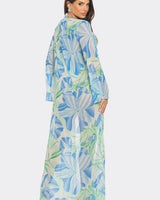 Tropical Breeze 3-Piece Bikini and Duster Set (Blue) - resort swimwear for women