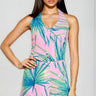 Tropical Breeze Halter Short Set - Pink/Teal front view showing complete two piece short set