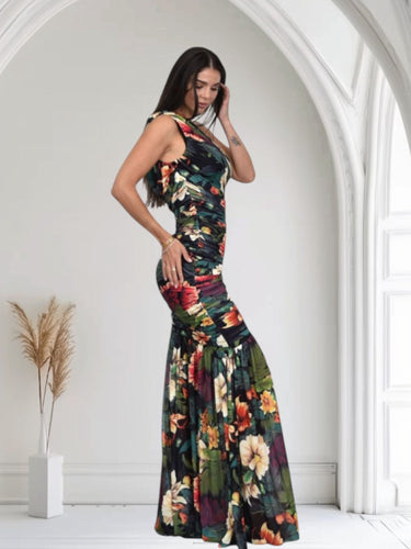 Tropical Enchantment One - Shoulder Maxi Dress - Floral - Palazzo Couture Online