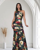 Tropical Enchantment One - Shoulder Maxi Dress - Floral - Palazzo Couture Online
