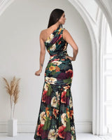 Tropical Enchantment One - Shoulder Maxi Dress - Floral - Palazzo Couture Online