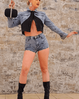 True Icon Short Set (Denim/Black) - Palazzo Couture Online