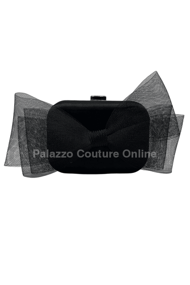 Tull Bow Satin Clutch Black - Palazzo Couture Online
