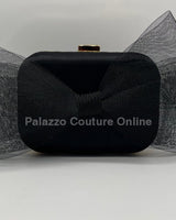 Tull Bow Satin Clutch Black - Palazzo Couture Online