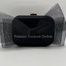 Tull Bow Satin Clutch Black - Palazzo Couture Online