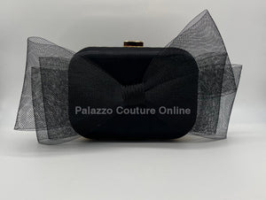 Tull Bow Satin Clutch Black / One Size Hand Bag