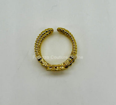 Tutti - frutti Clover Layered Open Ring (Gold) - Palazzo Couture Online