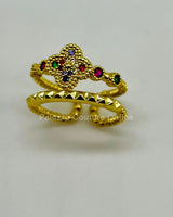Tutti - frutti Clover Layered Open Ring (Gold) - Palazzo Couture Online