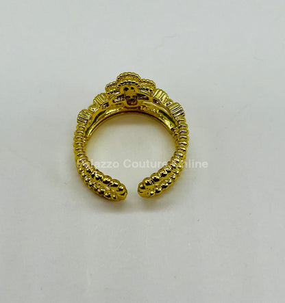 Tutti-Frutti Clover Layered Open Ring (Gold) Rings