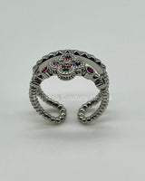 Tutti - frutti Clover Layered Open Ring (Silver) - Palazzo Couture Online