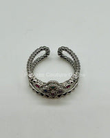 Tutti - frutti Clover Layered Open Ring (Silver) - Palazzo Couture Online