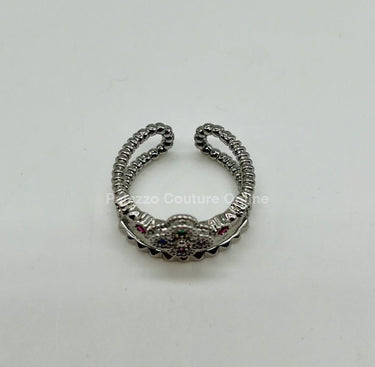 Tutti - frutti Clover Layered Open Ring (Silver) - Palazzo Couture Online