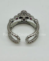 Tutti - frutti Clover Layered Open Ring (Silver) - Palazzo Couture Online