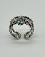Tutti-frutti Clover Layered Open Ring (Silver) - trendy women's jewelry