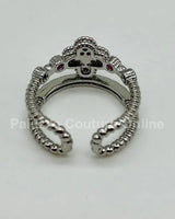 Tutti-frutti Clover Layered Open Ring (Silver) - stylish accessory for every outfit