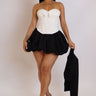 Tuxedo Glam Corset Mini Dress with Blazer & Tie - Black - Palazzo Couture Online