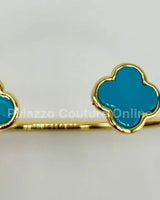 Twin Clover Tales Bangle Bracelet (Turquoise) - women's statement jewelry