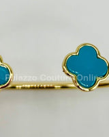 Twin Clover Tales Bangle Bracelet (Turquoise) - Palazzo Couture Online