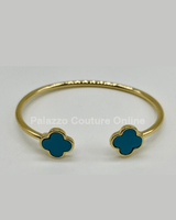 Twin Clover Tales Bangle Bracelet (Turquoise) - Palazzo Couture Online