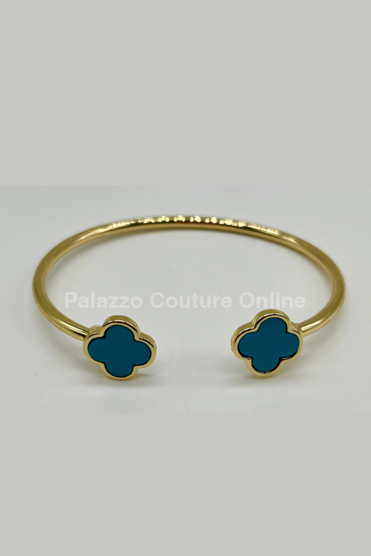 Twin Clover Tales Bangle Bracelet (Turquoise) Turquoise