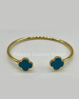 Twin Clover Tales Bangle Bracelet (Turquoise) for women - fashion jewelry by Palazzo Couture