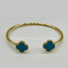Twin Clover Tales Bangle Bracelet (Turquoise) for women - fashion jewelry by Palazzo Couture