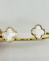 Twins Clover Tales Bangle Bracelet (White) - Palazzo Couture Online